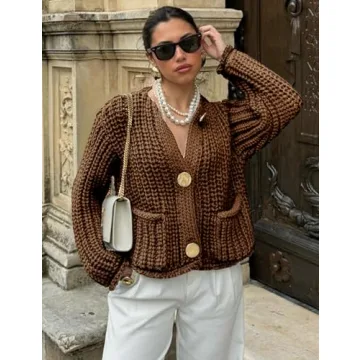 Yimoon Women’s Cropped Cardigan Sweater for Fall Fashion