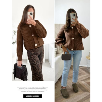 Yimoon Women’s Cropped Cardigan Sweater for Fall Fashion