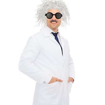 SATINIOR 6 Pieces Mad Scientist Costume for Adult Back to the Future Halloween Mad Scientist Wig Lab...