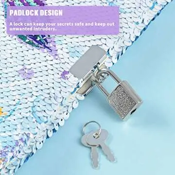 WERNNSAI Sequins Notebook Set - Sparkly Mermaid Journals Unique Gift for Girls Travel School Office Notepad Memos A5 Diary Notebooks Ballpoint Pen Bracelet Key-chain with Locks and Keys