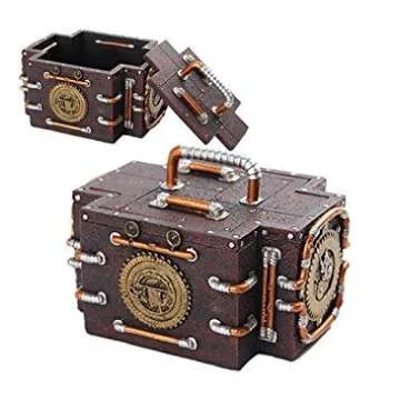 PTC Steampunk Inspired Mechanical Gauge Box with Lid Statue Figurine