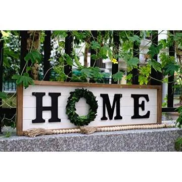 SIMPLY ANI Rustic Home Sign with Real Wreath