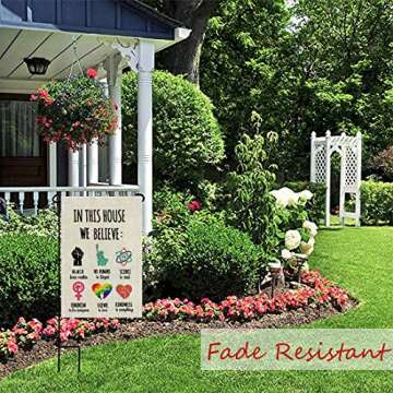 YIWANDA Inspiration Quote Garden Flag Vertical Double Sided, LGBT Science Feminism Humans Kindness Flag Yard Outdoor Decoration 12.6 x 18 Inch
