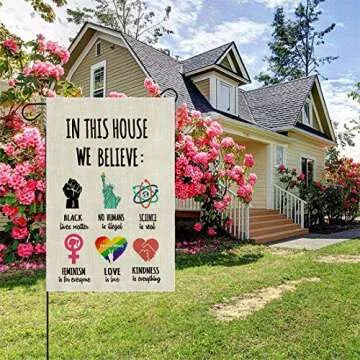YIWANDA Inspiration Quote Garden Flag Vertical Double Sided, LGBT Science Feminism Humans Kindness Flag Yard Outdoor Decoration 12.6 x 18 Inch