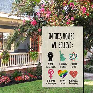 YIWANDA Inspiration Quote Garden Flag Vertical Double Sided, LGBT Science Feminism Humans Kindness Flag Yard Outdoor Decoration 12.6 x 18 Inch