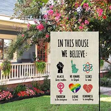 YIWANDA Inspiration Quote Garden Flag Vertical Double Sided, LGBT Science Feminism Humans Kindness Flag Yard Outdoor Decoration 12.6 x 18 Inch