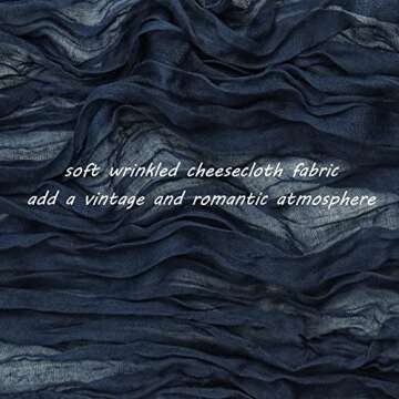 12 Pack Cheesecloth Table Runner 35x72 Inch Boho Gauze Table Runner Rustic Cheese Cloth Long Table Runner Romantic Table Runner for Wedding Bridal Shower Birthday Party Table Decor (Navy Blue)