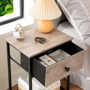 Compact Night Stand Set 2 for Small Spaces and Storage