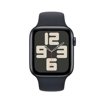 Apple Watch SE (2nd Gen) [GPS 44mm] Smartwatch with Midnight Aluminum Case with Midnight Sport Band ...