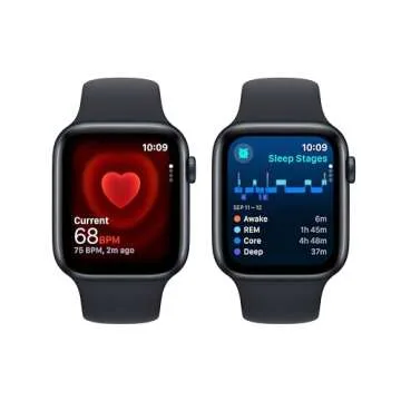 Apple Watch SE (2nd Gen) [GPS 44mm] Smartwatch with Midnight Aluminum Case with Midnight Sport Band S/M. Fitness & Sleep Tracker, Crash Detection, Heart Rate Monitor