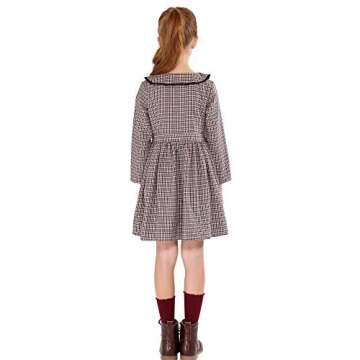 SOLOCOTE Girls Plaid Dress Cotton Casual Spring Long Sleeve Dresses Peter Pan Collar 191114 Check D ...