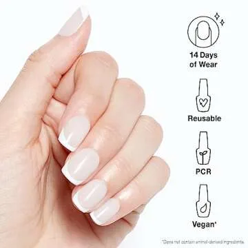 OPI xPRESS/ON French Press | French Tip Nail Art Short Round Press On Nails | With Nail Glue | Long Lasting, Reusable, Non-damaging