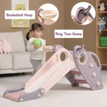 Onasti Kids Slide for Toddlers Age 1-3 Indoor Baby Plastic Slide Outdoor Climber Freestanding Playse...