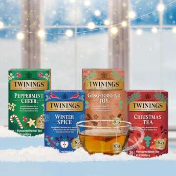 Twinings Holiday Variety Pack Tea Bags, Christmas Tea, Winter Spice, Gingerbread Joy, Peppermint Cheer, 20 Count (Pack of 4), Enjoy Hot or Iced | Packaging May Vary