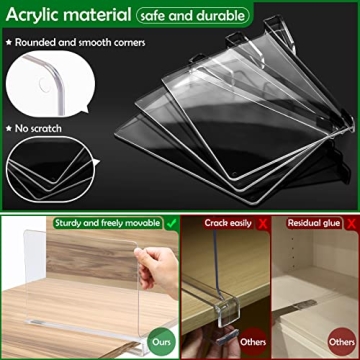 Acrylic Closet Shelf Dividers 6 Pack - Organize Wardrobe Stylishly