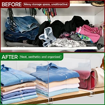 Acrylic Closet Shelf Dividers 6 Pack - Organize Wardrobe Stylishly