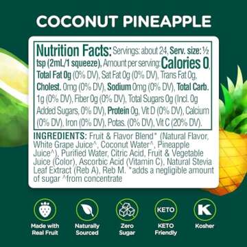Stur Liquid Water Enhancer | Coconut Pineapple | Naturally Sweetened | High in Vitamin C & Antioxidants | Sugar Free | Zero Calories | Keto | Vegan | 5 Bottles, Makes 120 Drinks