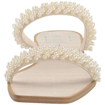 DOLCE VITA Women's IVEE Flat Sandal, Vanilla Pearls, 7