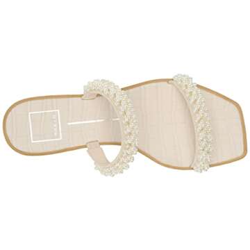 DOLCE VITA Women's IVEE Flat Sandal, Vanilla Pearls, 7