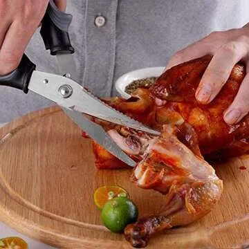 BBSoL Poultry Shears Heavy Duty Professional – Sharp Kitchen Scissors Heavy Duty Dishwasher Safe - Stainless Steel Turkey Shears - Spring Loaded Ergonomic Handles - All Purpose Kitchen Shear Grey