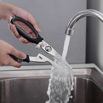 BBSoL Poultry Shears Heavy Duty Professional – Sharp Kitchen Scissors Heavy Duty Dishwasher Safe - Stainless Steel Turkey Shears - Spring Loaded Ergonomic Handles - All Purpose Kitchen Shear Grey