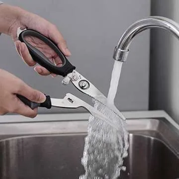 BBSoL Poultry Shears Heavy Duty Professional – Sharp Kitchen Scissors Heavy Duty Dishwasher Safe - Stainless Steel Turkey Shears - Spring Loaded Ergonomic Handles - All Purpose Kitchen Shear Grey