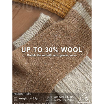 Warm Vintage Style Women's Crew Socks - 5 Pairs