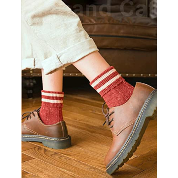 Warm Vintage Style Women's Crew Socks - 5 Pairs