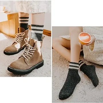 Warm Vintage Style Women's Crew Socks - 5 Pairs