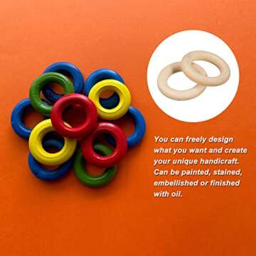 uxcell 50Pcs 30mm(1.2-inch) Natural Wood Rings, 6mm Thick Smooth Unfinished Wooden Circles for DIY Crafting, Knitting, Macrame, Pendant