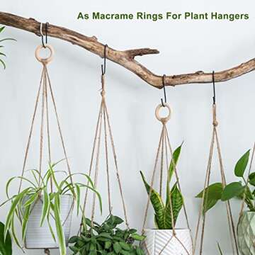 uxcell 50Pcs 30mm(1.2-inch) Natural Wood Rings, 6mm Thick Smooth Unfinished Wooden Circles for DIY Crafting, Knitting, Macrame, Pendant