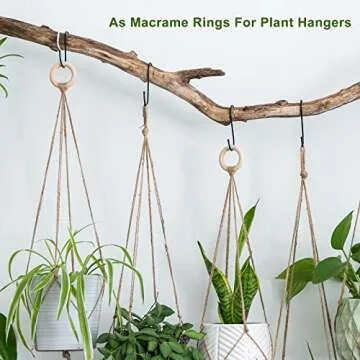 uxcell 50Pcs 30mm(1.2-inch) Natural Wood Rings, 6mm Thick Smooth Unfinished Wooden Circles for DIY Crafting, Knitting, Macrame, Pendant