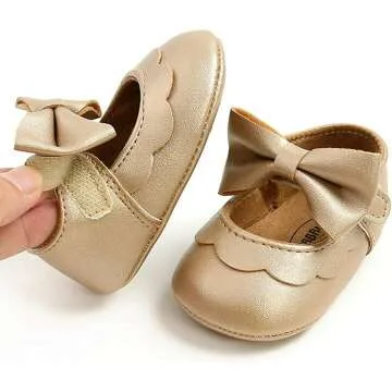 LAFEGEN Baby Girls Mary Jane Flats with Bow - Size 0-5
