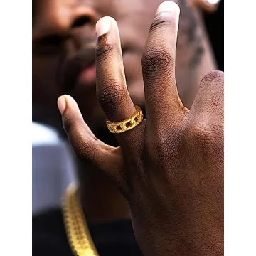 U7 Gold Plated Cuban Link Ring for Everyday Style