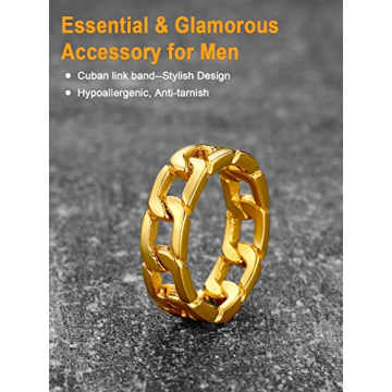 U7 Gold Plated Cuban Link Ring for Everyday Style