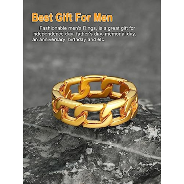 U7 Gold Plated Cuban Link Ring for Everyday Style