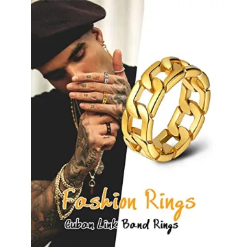U7 Gold Plated Cuban Link Ring for Everyday Style