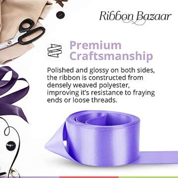 Ribbon Bazaar Double Faced Satin - Premium Gloss Finish - 100% Polyester Ribbon for Gift Wrapping, Crafts, Scrapbooking, Hair Bow, Decorating & More - 1-1/2" Coffee 50yd
