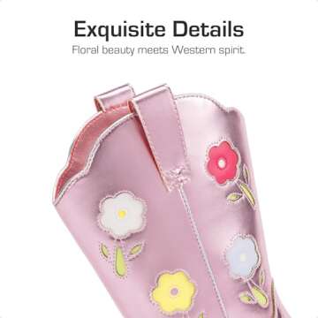 Charming Floral Cowgirl Boots for Girls - Stylish & Comfortable