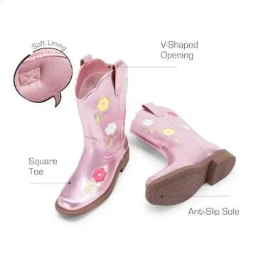 Charming Floral Cowgirl Boots for Girls - Stylish & Comfortable