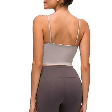 Lemedy Women Padded Sports Bra Fitness Workout Running Shirts Yoga Tank Top (S, Light Grey)