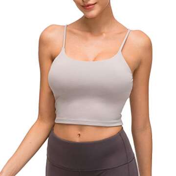 Lemedy Women Padded Sports Bra Fitness Workout Running Shirts Yoga Tank Top (S, Light Grey)