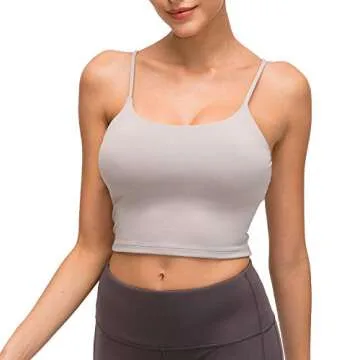 Lemedy Women Padded Sports Bra Fitness Workout Running Shirts Yoga Tank Top (S, Light Grey)