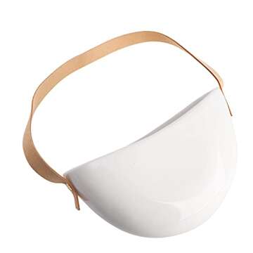 Peohud 3 Pack Ceramic Hanging Planter, 7 Inch Succulent Wall Planters with Leather Cord, Wall Flower Plant Pots Decor Plant Holder Vase for Herb Air Plant Live, Home Office Decor, Indoor, Outdoor