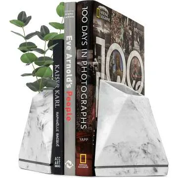 Marble Style Bookends for Heavy Book Storage