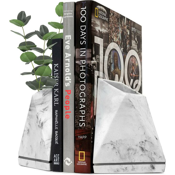 Marble Style Bookends for Heavy Book Storage