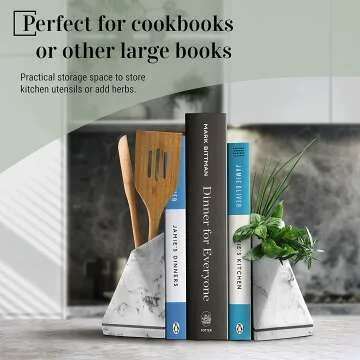 Marble Style Bookends for Heavy Book Storage
