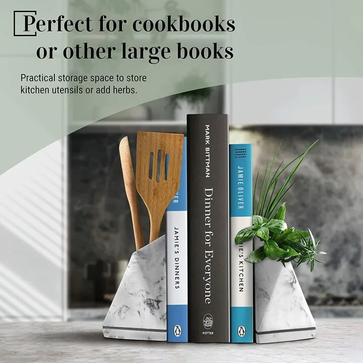Marble Style Bookends for Heavy Book Storage