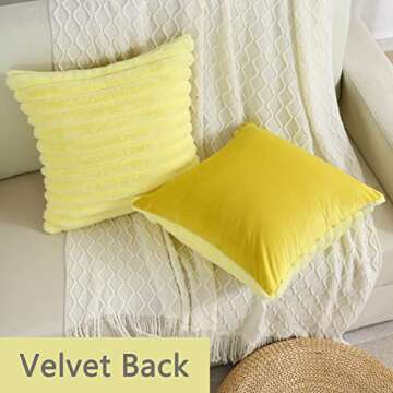 FUTEI Yellow Striped Decorative Throw Pillow Covers 18x18 Inch Set of 2,Square Spring Decorations Co...
