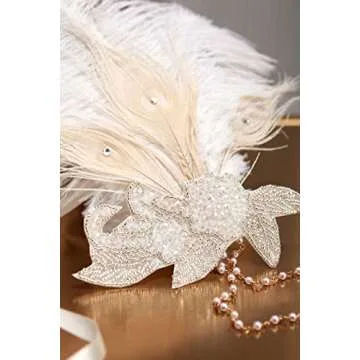 BABEYOND Art Deco 1920s Flapper Headpiece Roaring 20s Great Gatsby Feather Headband 1920s Flapper Gatsby Accessories
